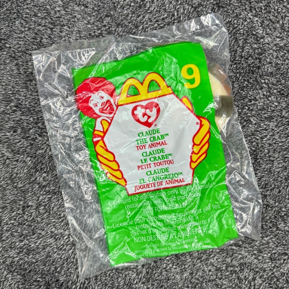 Ty Teenie Beanie Babies Claude the Crab 1999 McDonalds Happy Meal Toy 9 Sealed